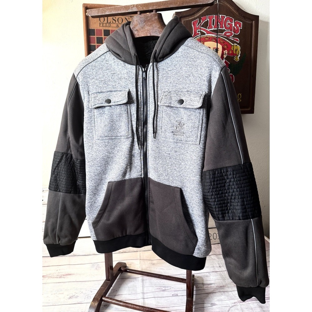 Ralph Lauren Polo Men's Zip Up Hoodie Size XL Grey Black Brown Thick